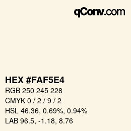 Código de color: HEX #FAF5E4 | qconv.com
