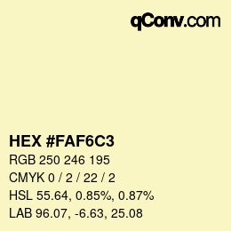 Color code: HEX #FAF6C3 | qconv.com