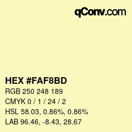 Color code: HEX #FAF8BD | qconv.com