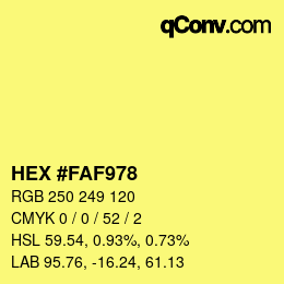 Color code: HEX #FAF978 | qconv.com