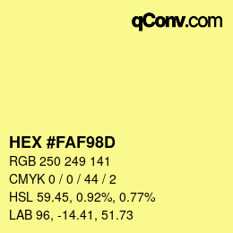 Color code: HEX #FAF98D | qconv.com