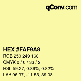 Color code: HEX #FAF9A8 | qconv.com