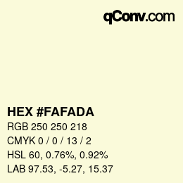 Color code: HEX #FAFADA | qconv.com