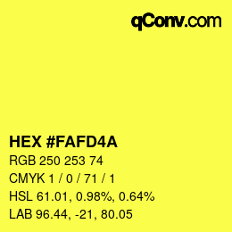 Color code: HEX #FAFD4A | qconv.com