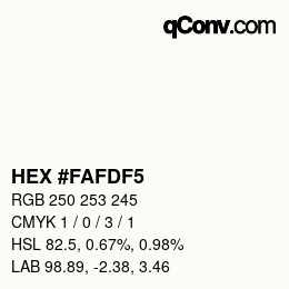 Color code: HEX #FAFDF5 | qconv.com