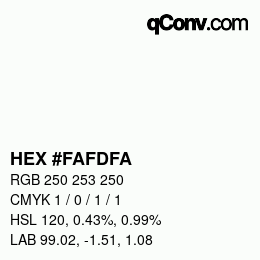 Color code: HEX #FAFDFA | qconv.com