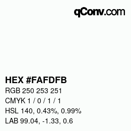 Color code: HEX #FAFDFB | qconv.com