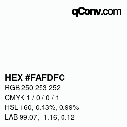 Color code: HEX #FAFDFC | qconv.com