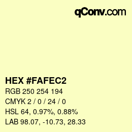 颜色代码: HEX #FAFEC2 | qconv.com