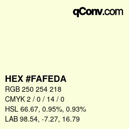 カラーコード: HEX #FAFEDA | qconv.com