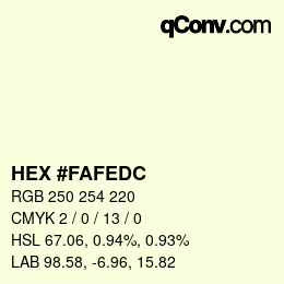 Color code: HEX #FAFEDC | qconv.com