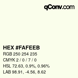 Color code: HEX #FAFEEB | qconv.com