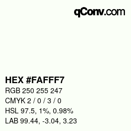 Código de color: HEX #FAFFF7 | qconv.com