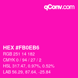 颜色代码: HEX #FB0EB6 | qconv.com