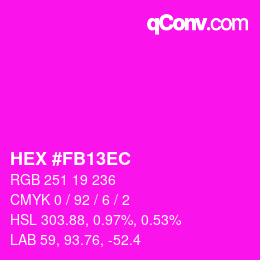 カラーコード: HEX #FB13EC | qconv.com
