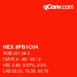 Color code: HEX #FB1C04 | qconv.com