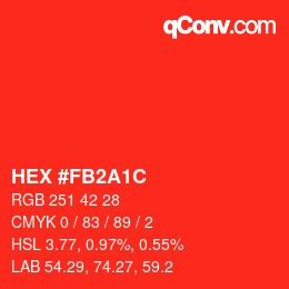 カラーコード: HEX #FB2A1C | qconv.com