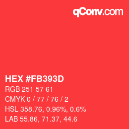 Código de color: HEX #FB393D | qconv.com