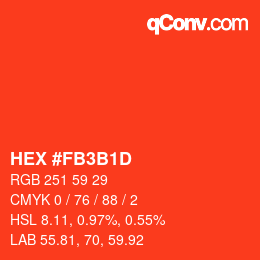 Color code: HEX #FB3B1D | qconv.com