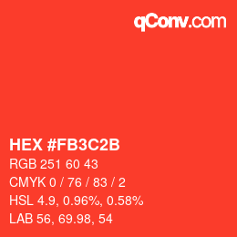 カラーコード: HEX #FB3C2B | qconv.com