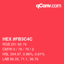 Color code: HEX #FB3C4C | qconv.com