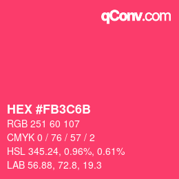 Color code: HEX #FB3C6B | qconv.com