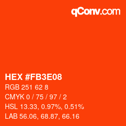 Color code: HEX #FB3E08 | qconv.com