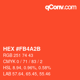 カラーコード: HEX #FB4A2B | qconv.com