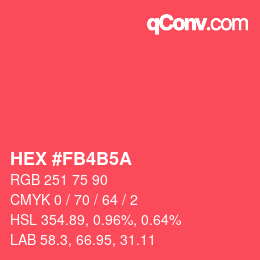颜色代码: HEX #FB4B5A | qconv.com