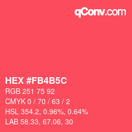 カラーコード: HEX #FB4B5C | qconv.com