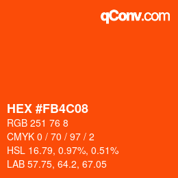 カラーコード: HEX #FB4C08 | qconv.com