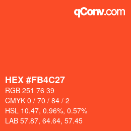 カラーコード: HEX #FB4C27 | qconv.com