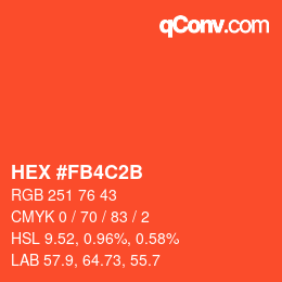カラーコード: HEX #FB4C2B | qconv.com