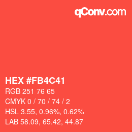 カラーコード: HEX #FB4C41 | qconv.com