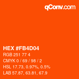 颜色代码: HEX #FB4D04 | qconv.com