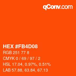 カラーコード: HEX #FB4D08 | qconv.com