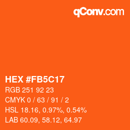Código de color: HEX #FB5C17 | qconv.com