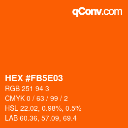 カラーコード: HEX #FB5E03 | qconv.com