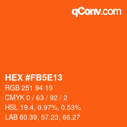 Color code: HEX #FB5E13 | qconv.com