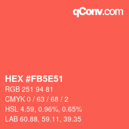 Color code: HEX #FB5E51 | qconv.com