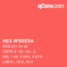 Color code: HEX #FB5E5A | qconv.com