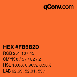 颜色代码: HEX #FB6B2D | qconv.com