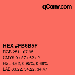 Farbcode: HEX #FB6B5F | qconv.com