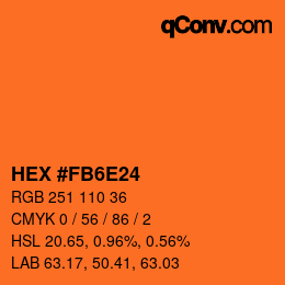 Color code: HEX #FB6E24 | qconv.com
