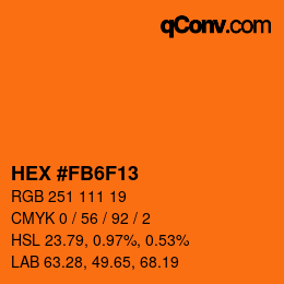 颜色代码: HEX #FB6F13 | qconv.com