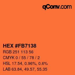 Código de color: HEX #FB7138 | qconv.com