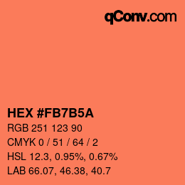 カラーコード: HEX #FB7B5A | qconv.com