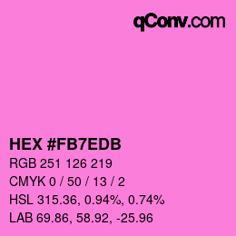 カラーコード: HEX #FB7EDB | qconv.com