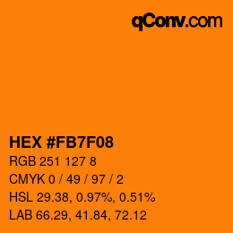 カラーコード: HEX #FB7F08 | qconv.com