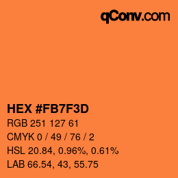 颜色代码: HEX #FB7F3D | qconv.com